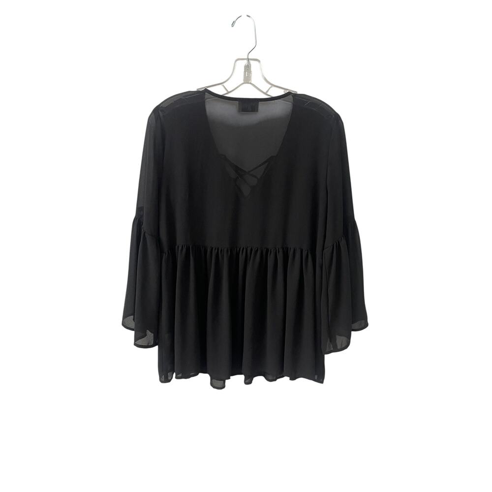 Show Me Your Mumu Black Poet Tie Blouse Sz L - Picture 3 of 6